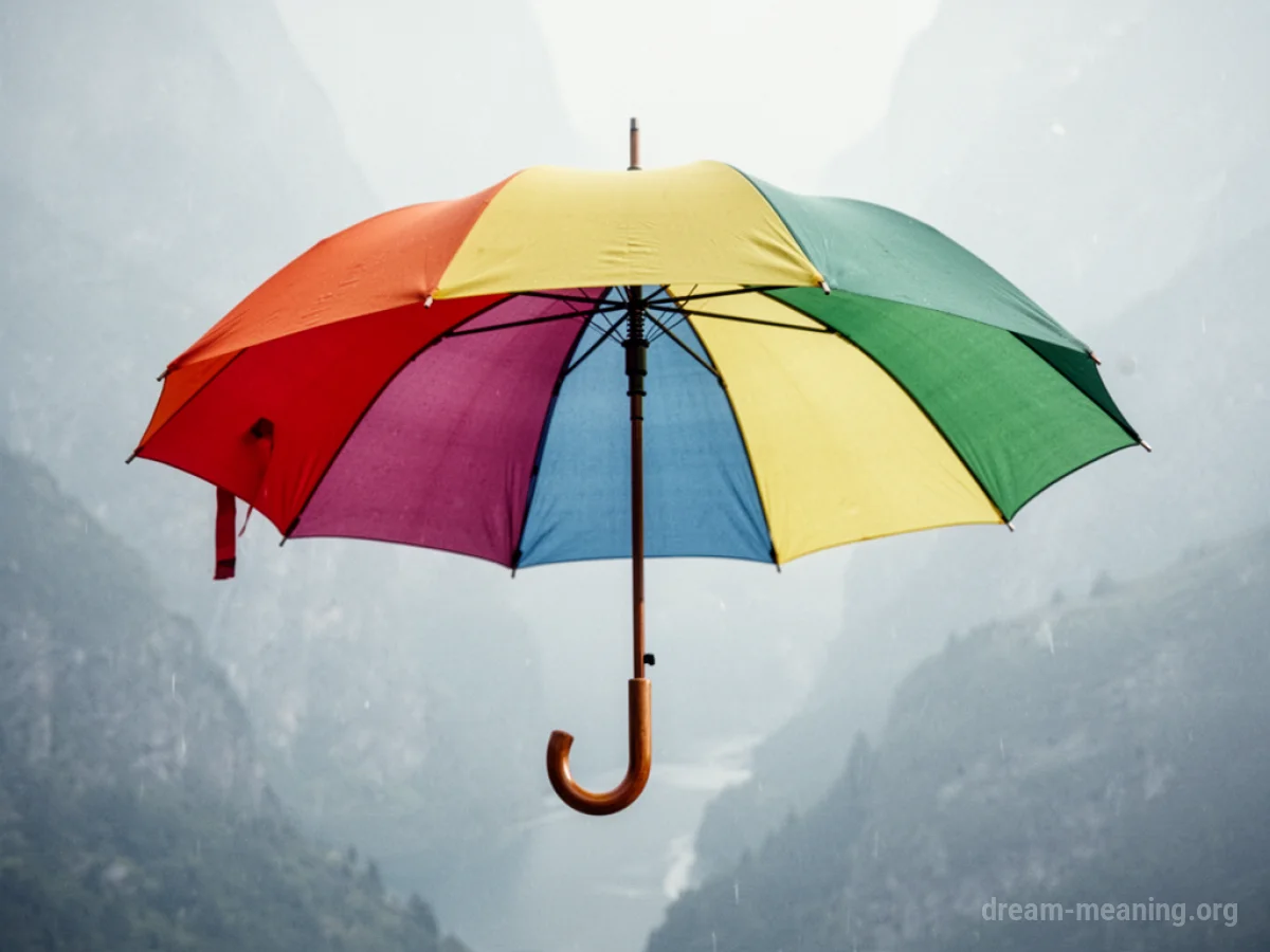 A single, vibrant umbrella open against a plain backdrop.