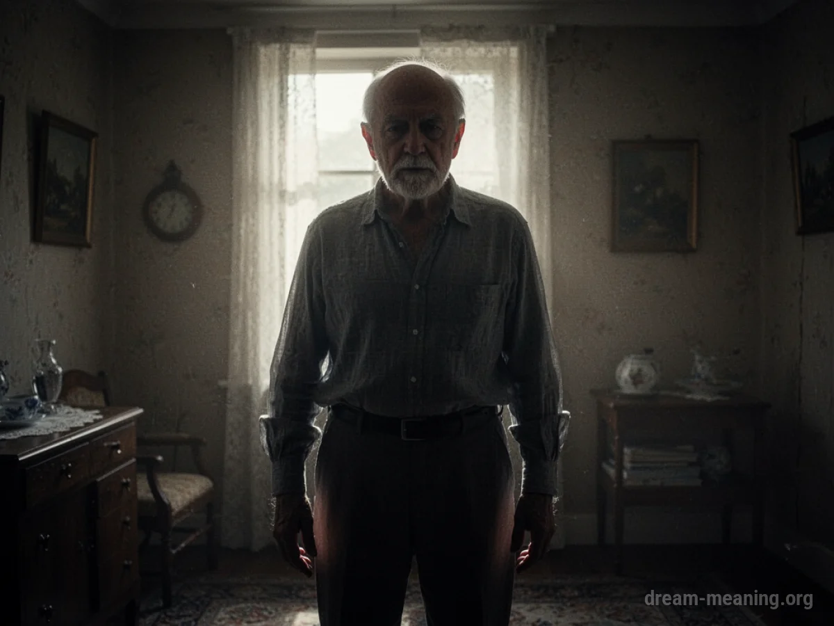 Silhouette of a man resembling an uncle standing in a dark room.