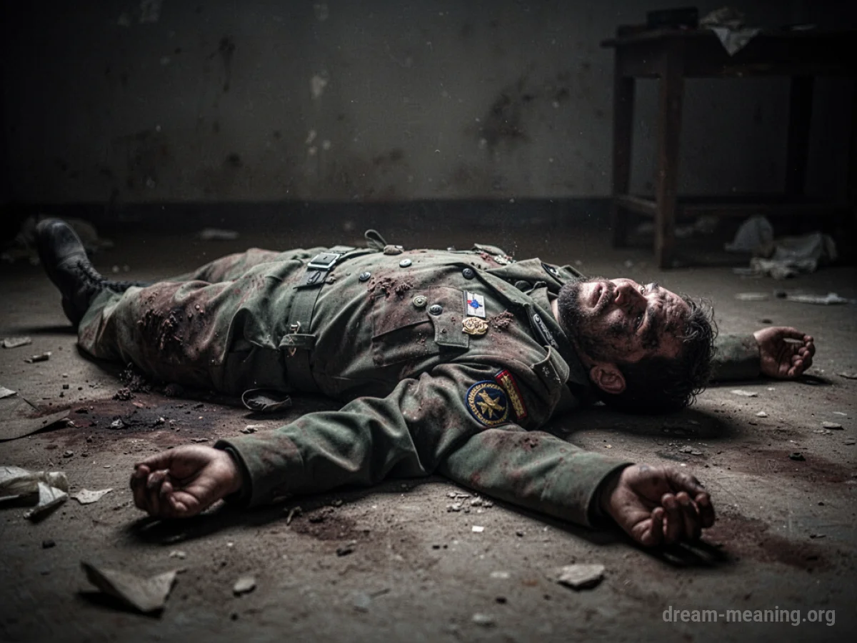 A dirty uniform lying on a floor.