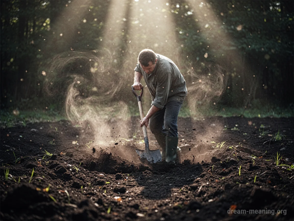 A person digging into the earth with a shovel.