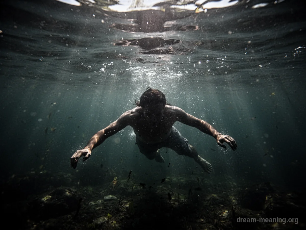 Silhouette of a person struggling underwater.