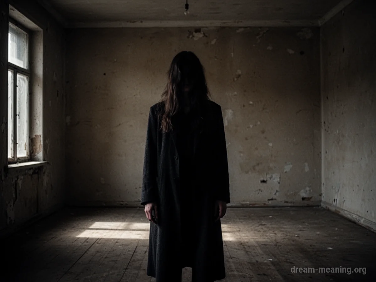 Silhouette of a person in a dark, empty room.