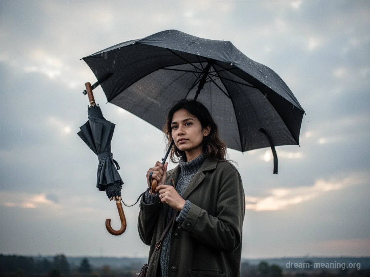 A person holding a closed umbrella.