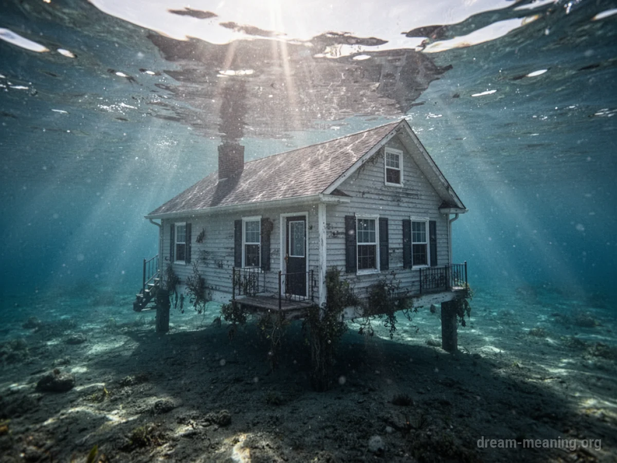 A house with its lower levels underwater.
