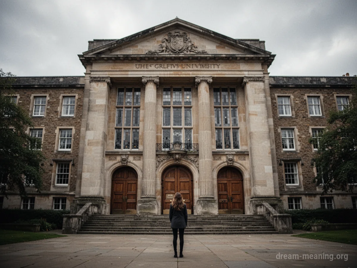 A person standing outside a closed university building.