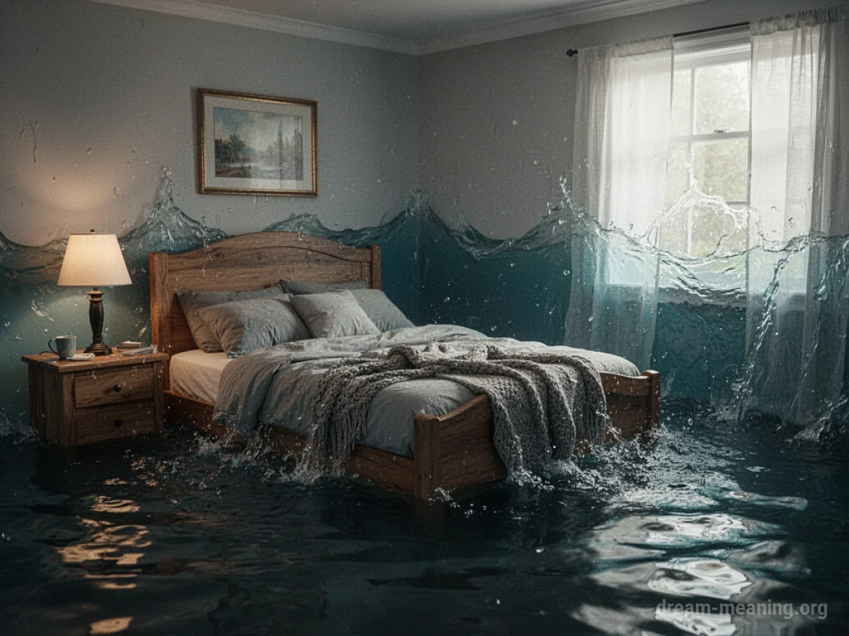Water rising inside a bedroom.