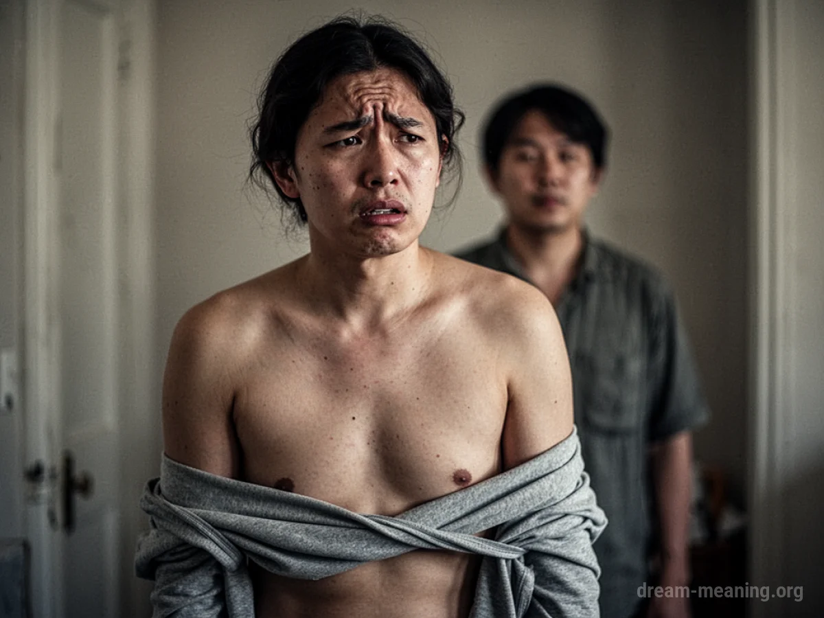 A person being undressed by another person.