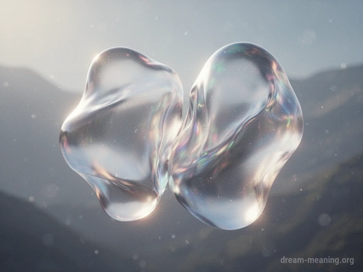 Two glowing, abstract shapes merging seamlessly.