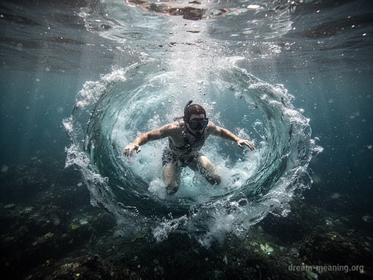 A person being pulled by a strong underwater current.