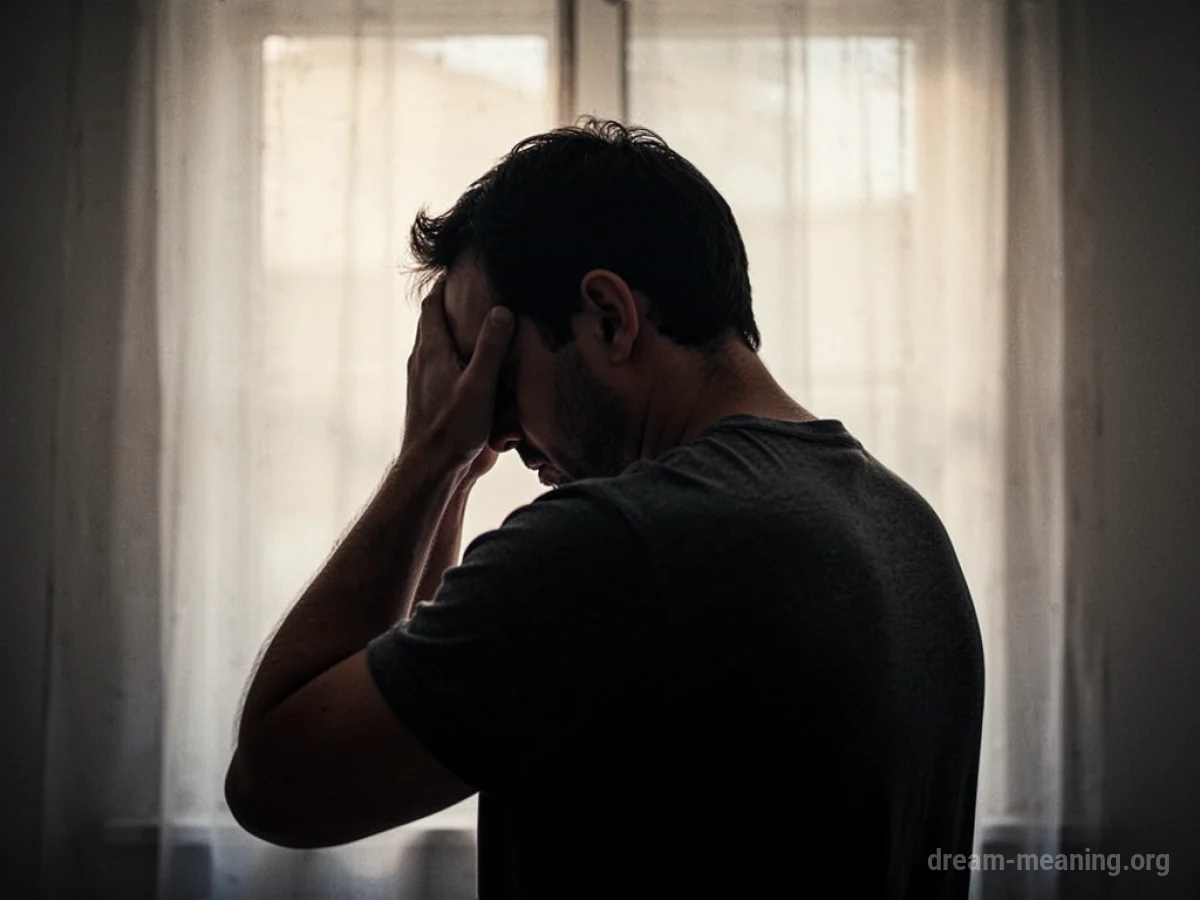 Silhouette of a man crying.