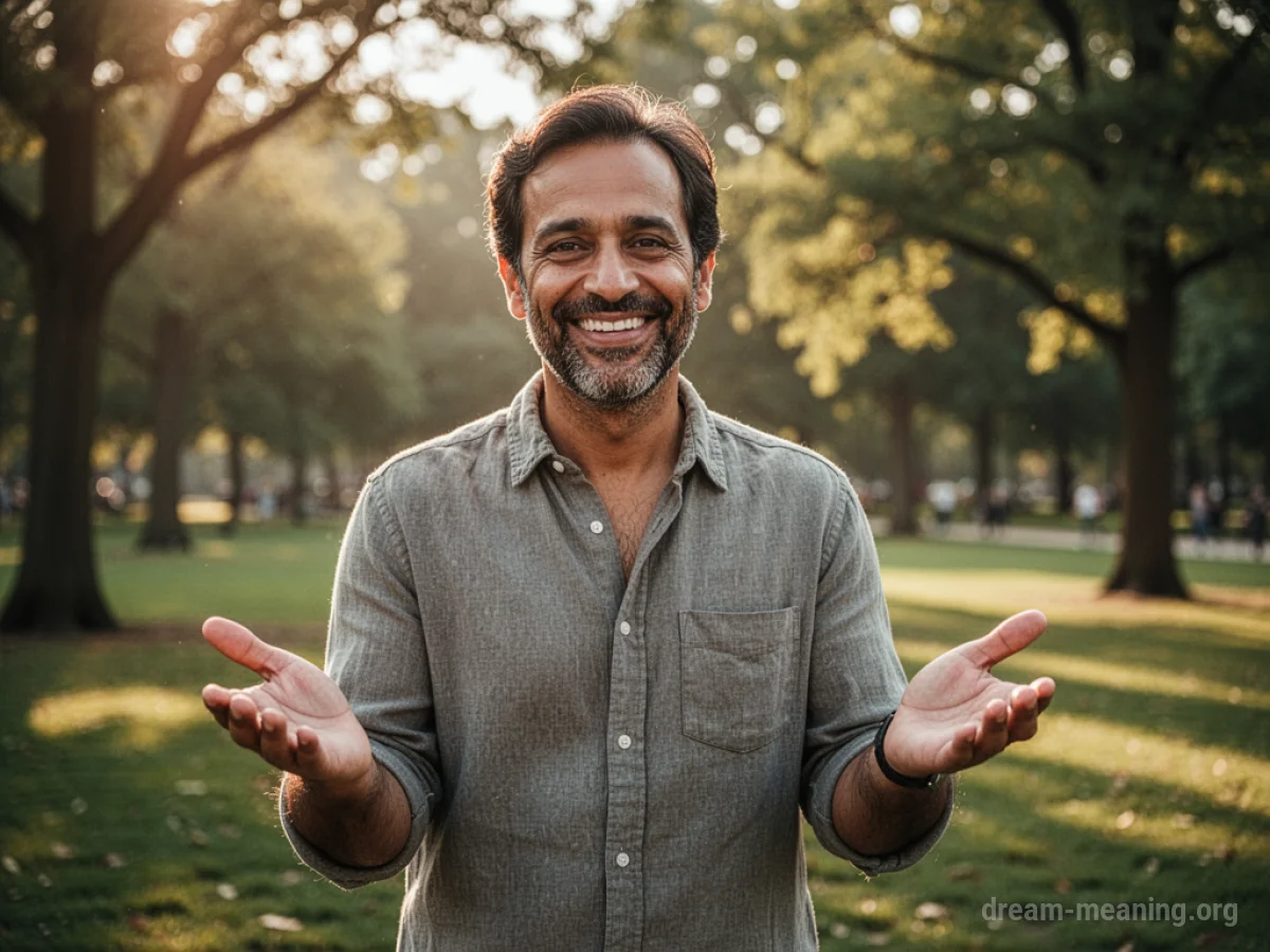 A smiling man in a park.