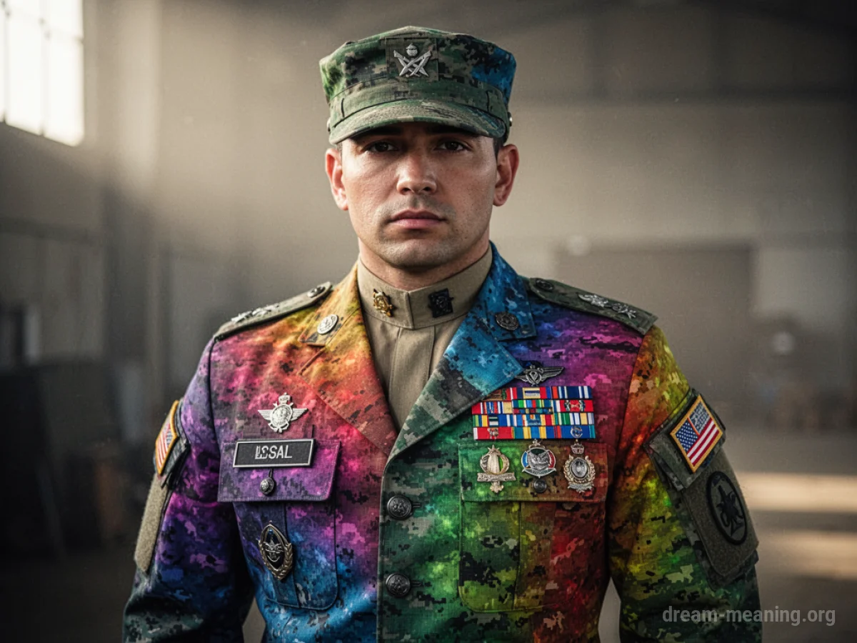 A uniform fabric transitioning through multiple colors.