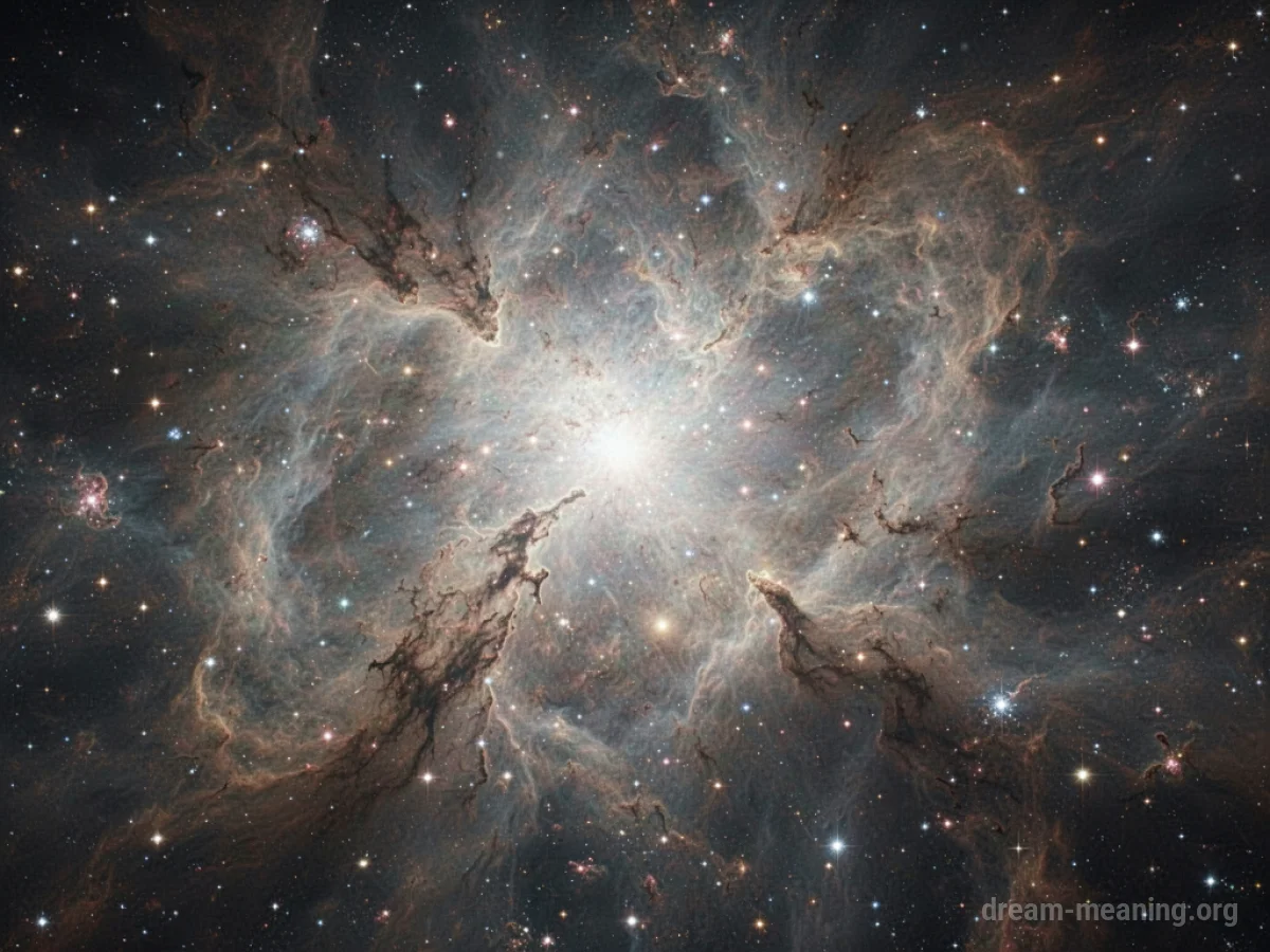 A swirling nebula of stars and gas expanding outwards.