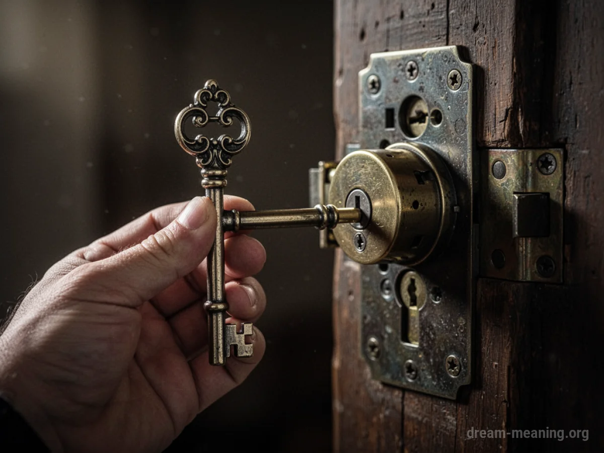 A hand holding a key near a lock, the key's shape not matching the lock's opening.