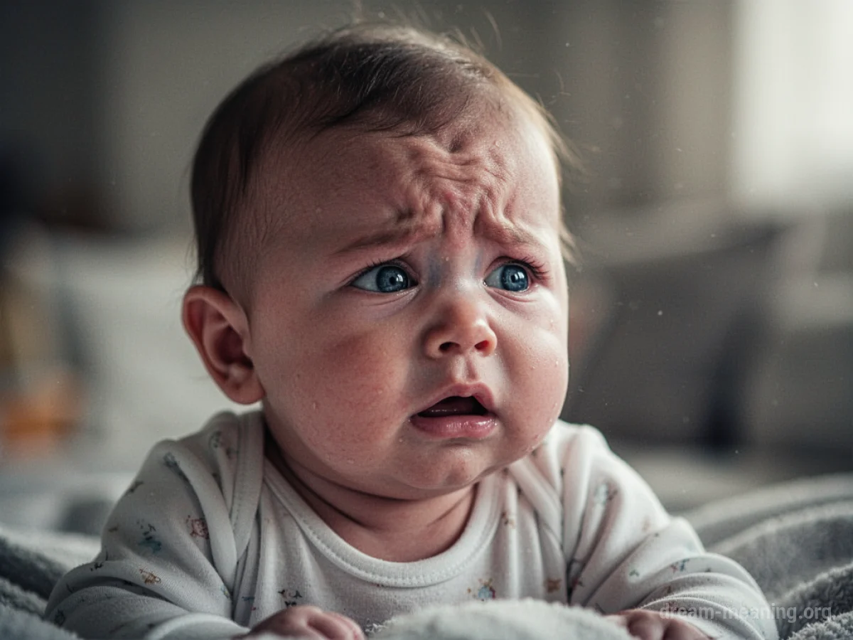 A baby looking distressed.