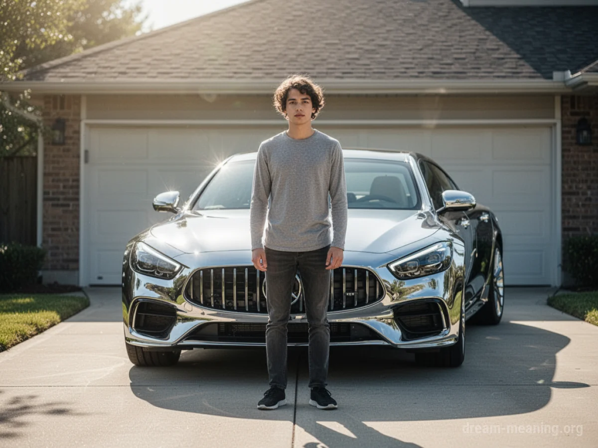 A person stands before a new car.
