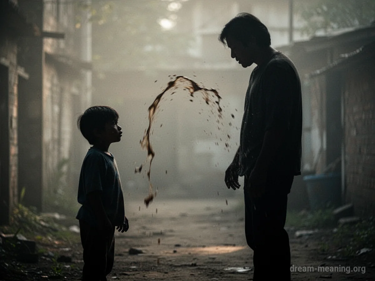 Silhouette of a child and an adult figure, with a stream of liquid moving between them.