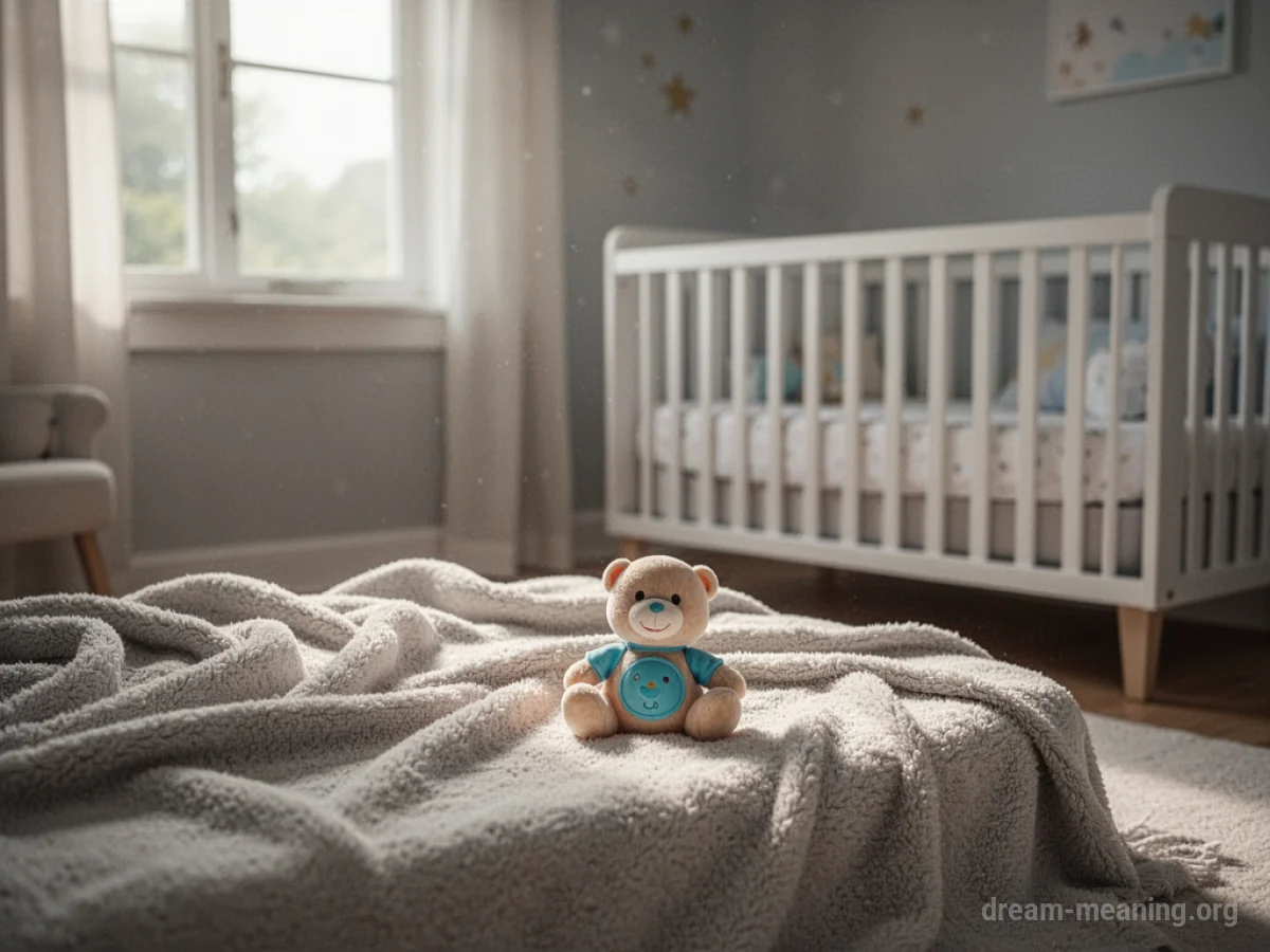 A sunlit, clean nursery with a baby toy on a blanket.