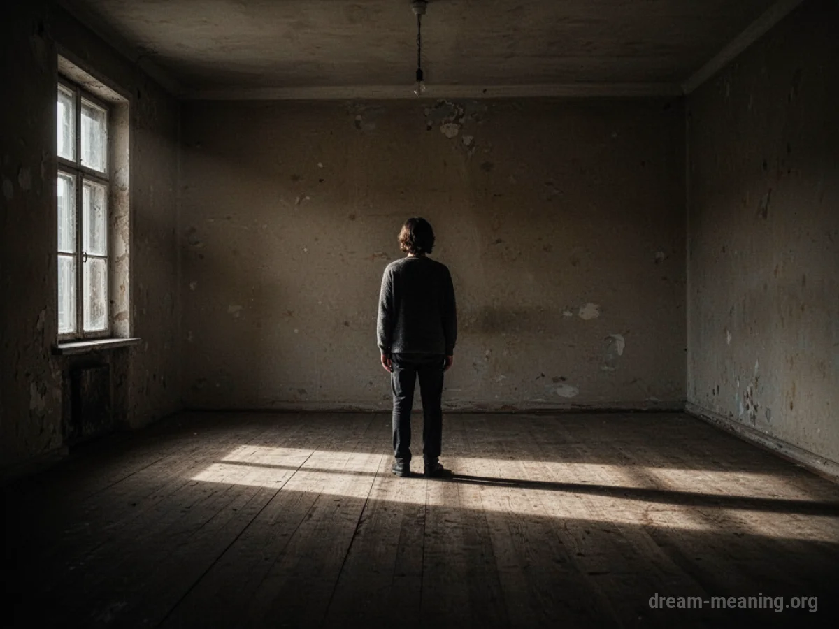 A solitary silhouette in a dark, empty room.