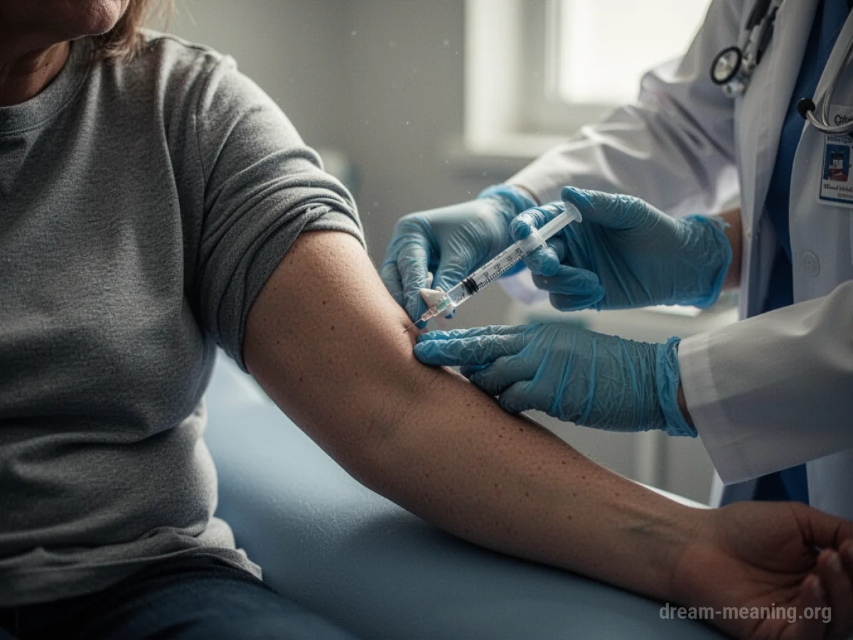 A close-up of a needle entering a person's arm.