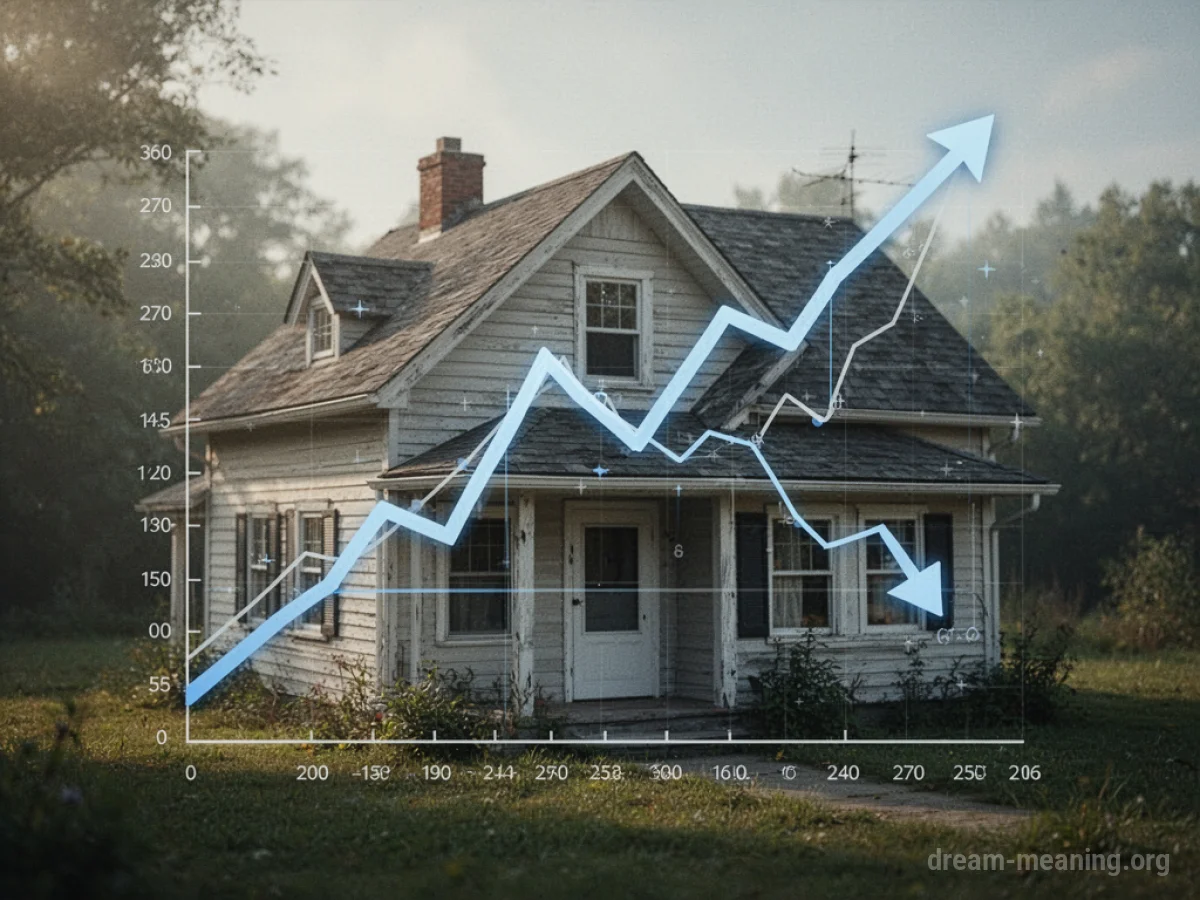 A house with a red downward arrow graph.