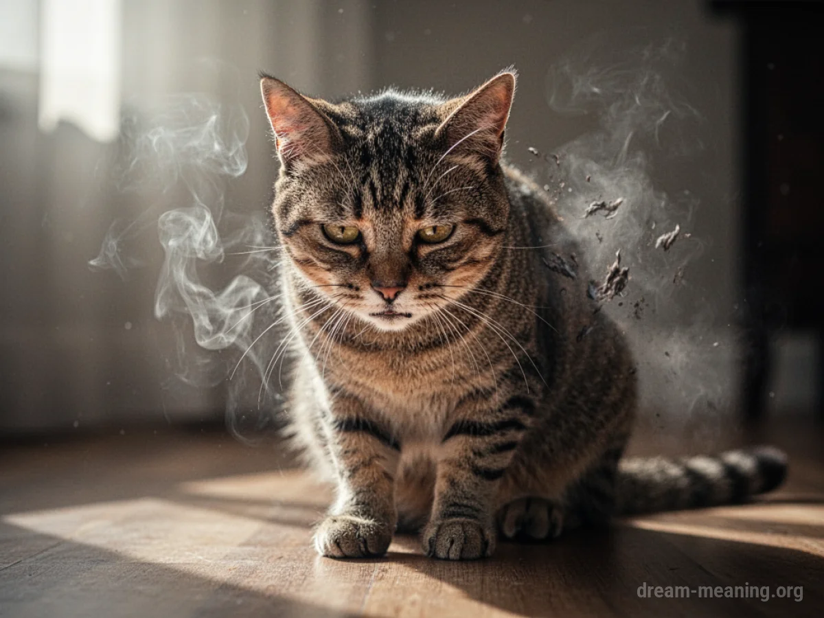 A domestic cat looking unwell.
