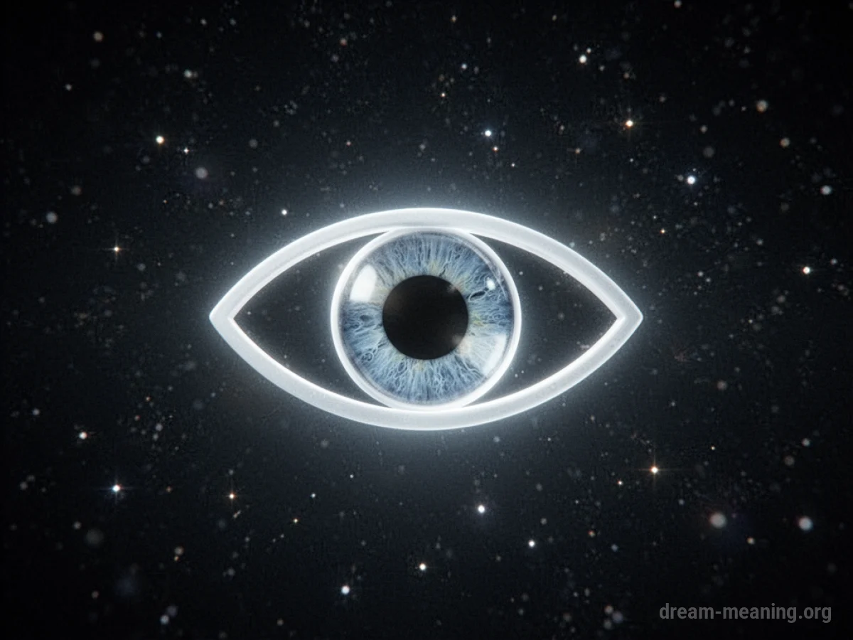 A glowing eye symbol against a starry night sky.