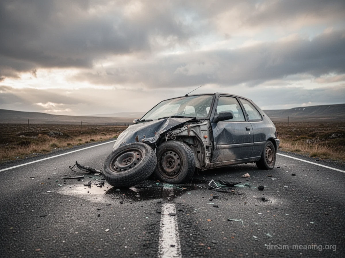 A car stopped on the side of a road with a deflated tire.