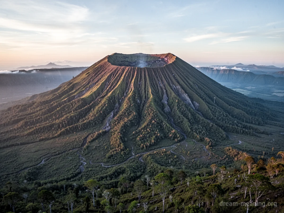 A large volcano mountain with a clear summit and no signs of activity.