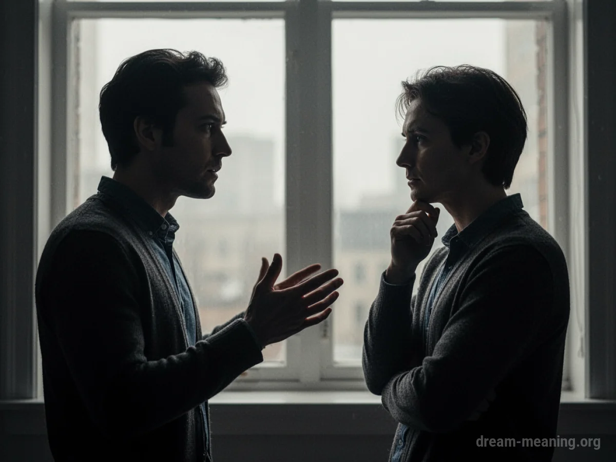 Two silhouetted figures in a debate.