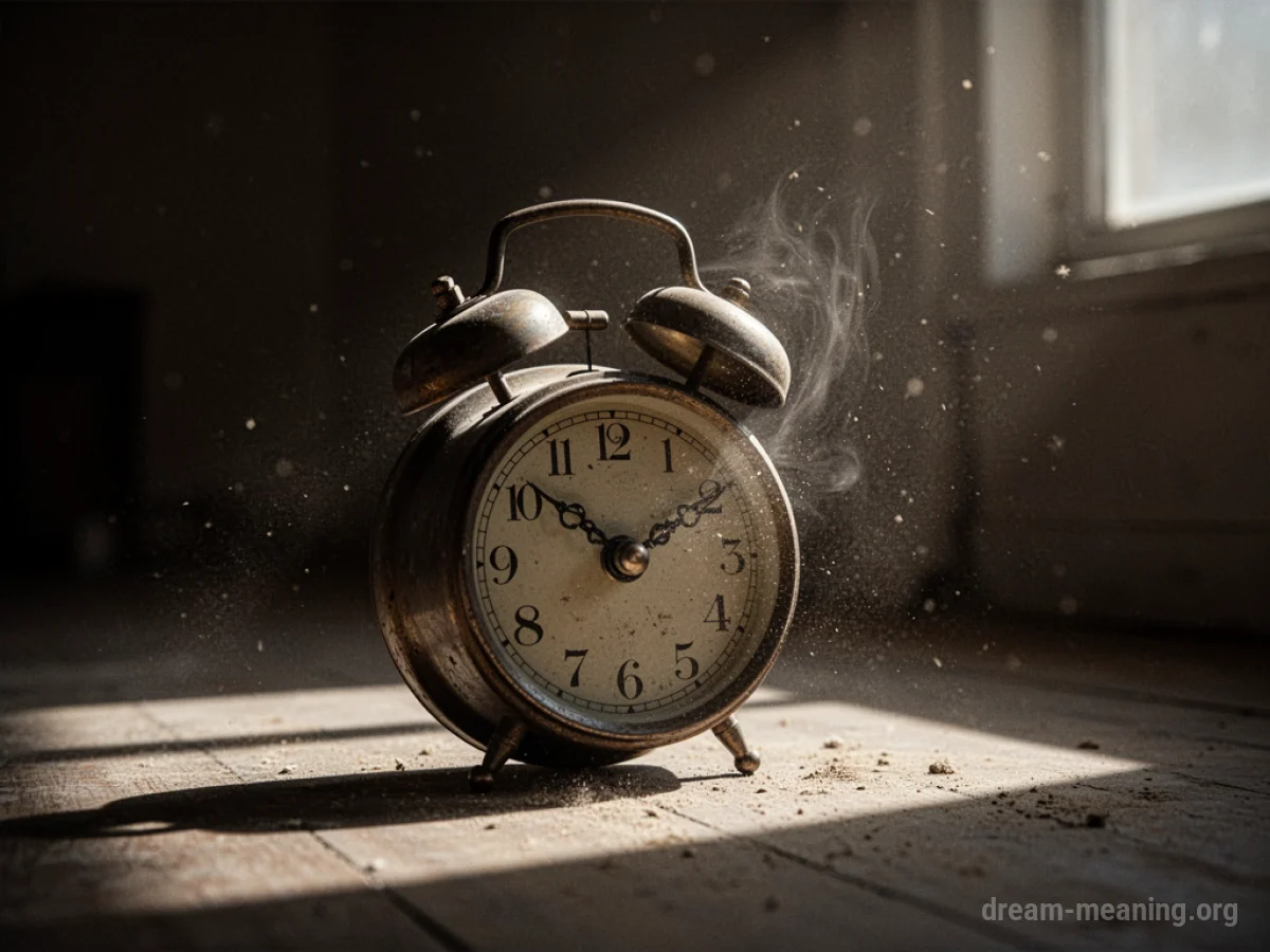A vintage alarm clock with its bell ringing.