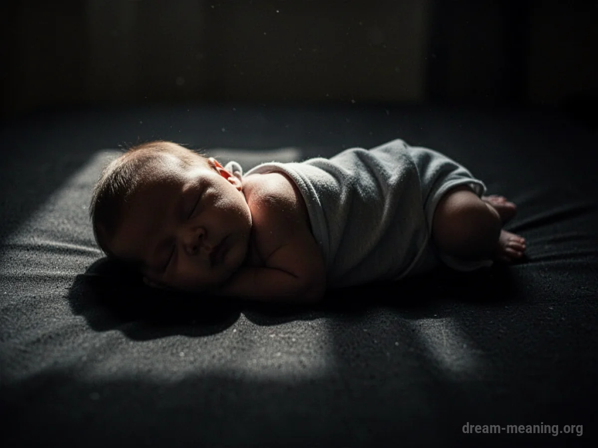 A shadowy outline of a baby lying down.