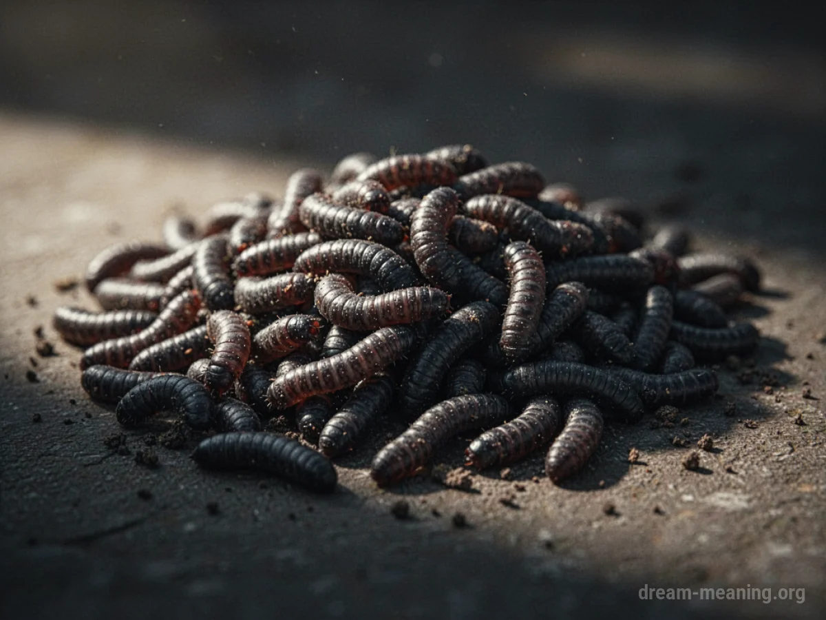 A collection of small, dark, segmented objects resembling worms.