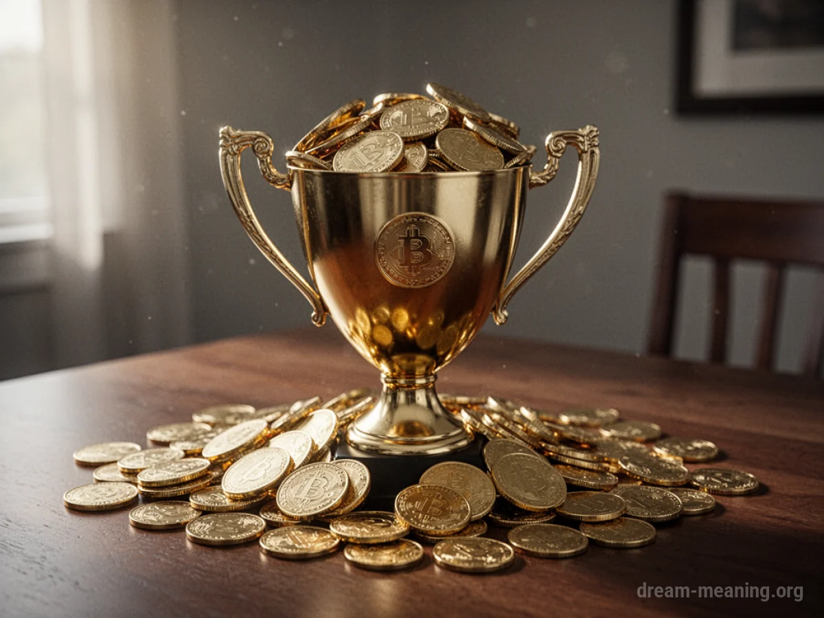 A trophy overflowing with golden coins.