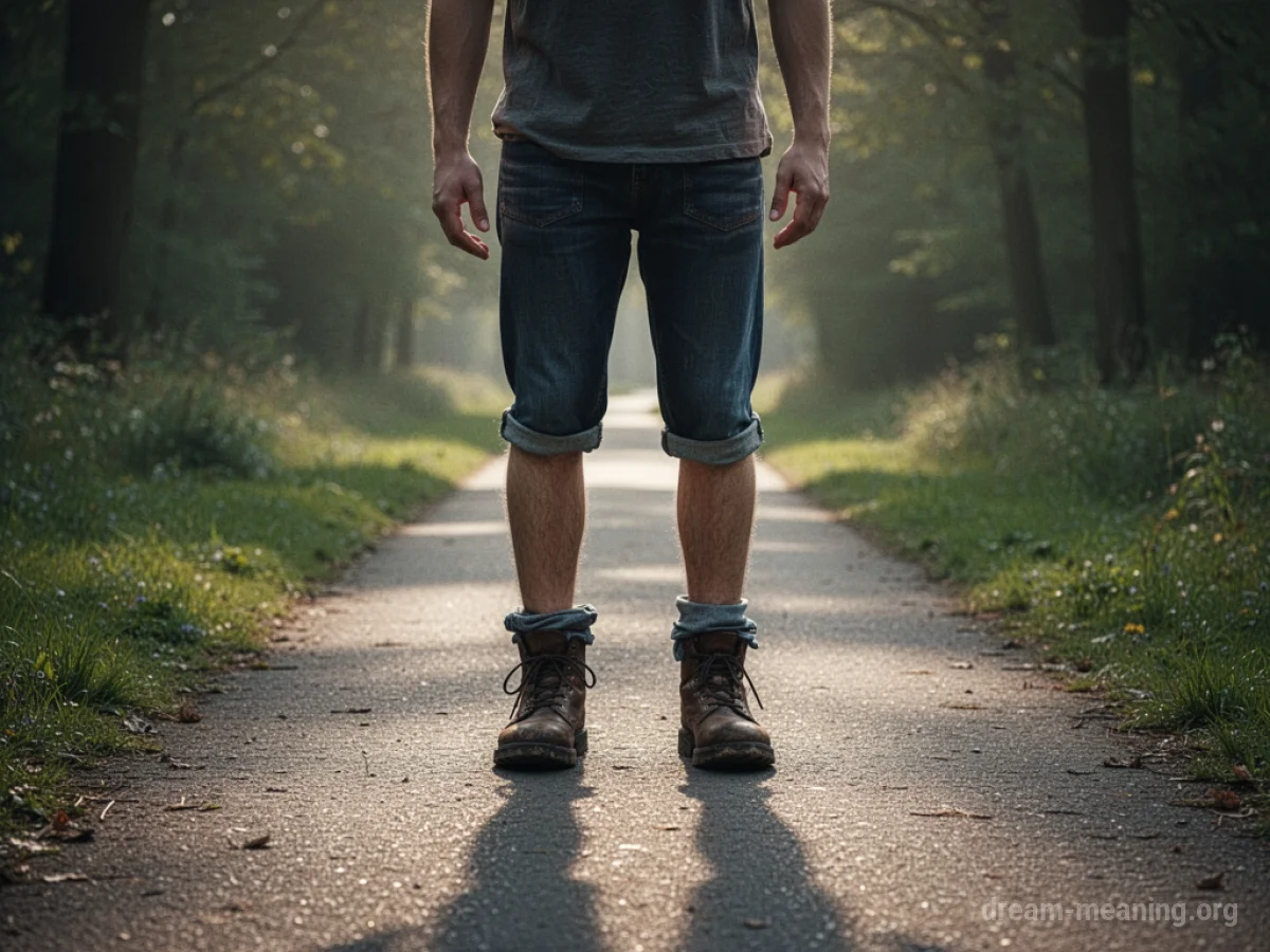 A person's legs are stuck, unable to move forward on a path.
