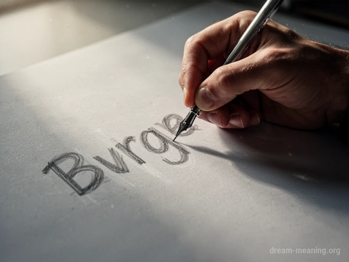 A hand writing on a surface with fading ink.
