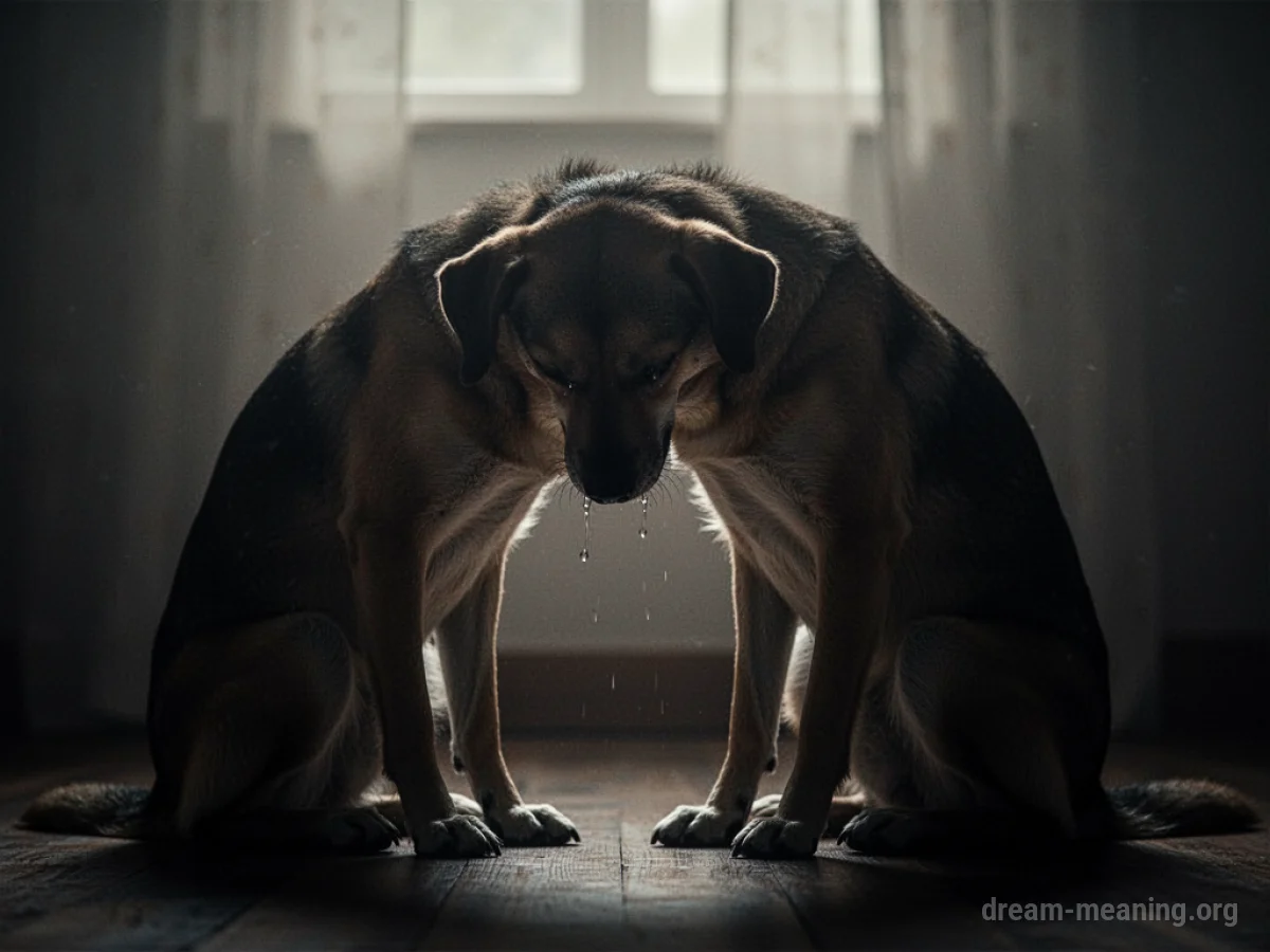 Silhouette of a dog with its head down.