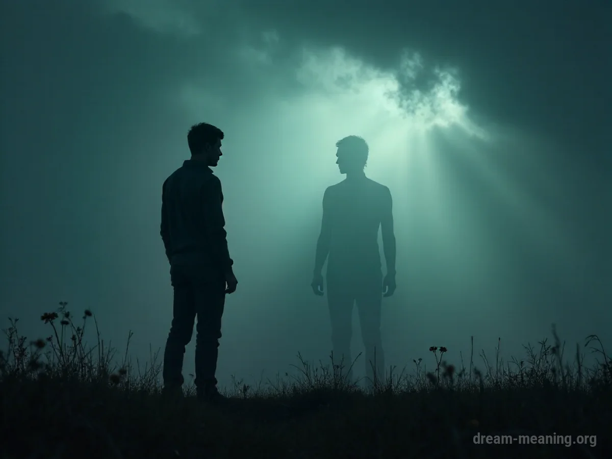 Silhouette of a person fighting a shadowy figure.