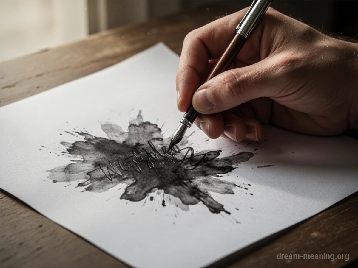 A smudged, unreadable script on a piece of paper.