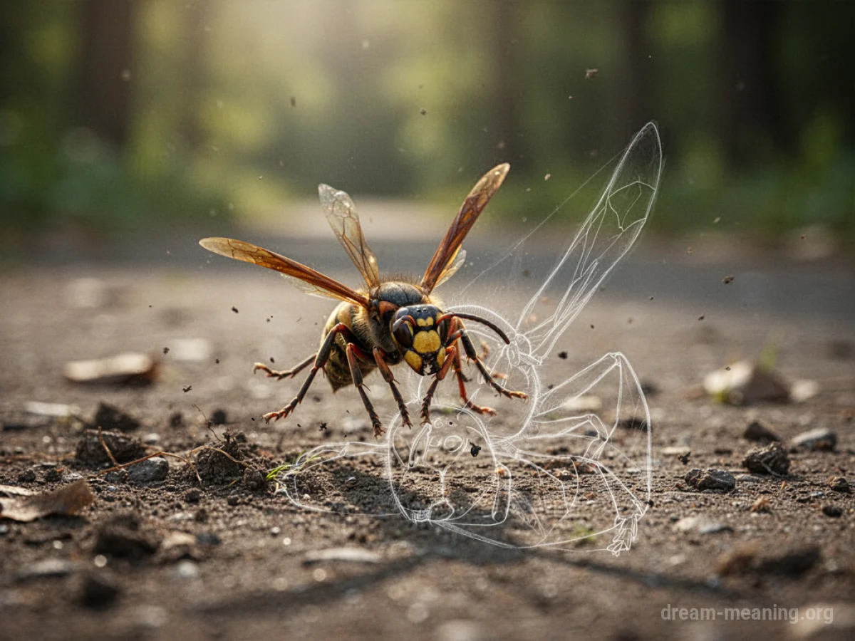 A fallen wasp on a flat surface.