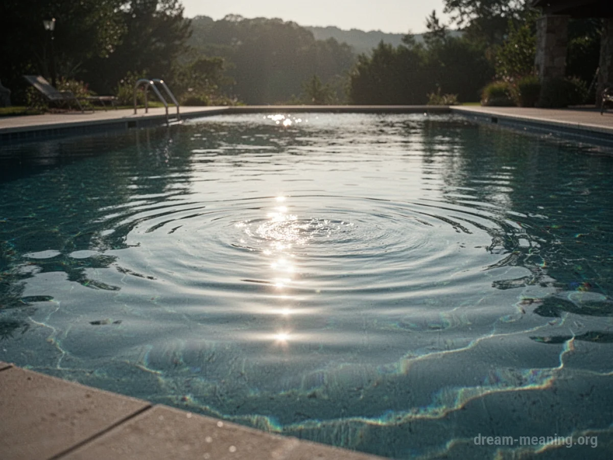 A still swimming pool under bright sunlight.