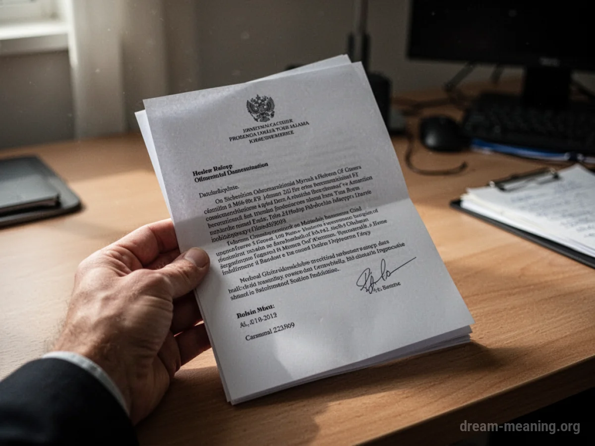 A hand holding a folded document on a desk.