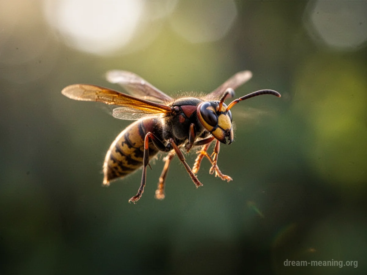 A solitary wasp viewed from a slight distance.