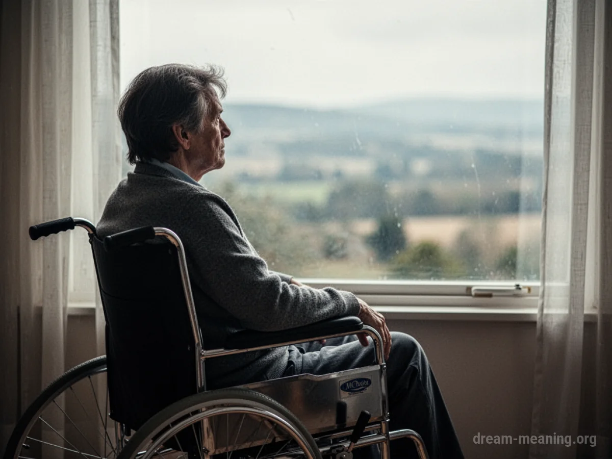 Person in a wheelchair gazing out a window.