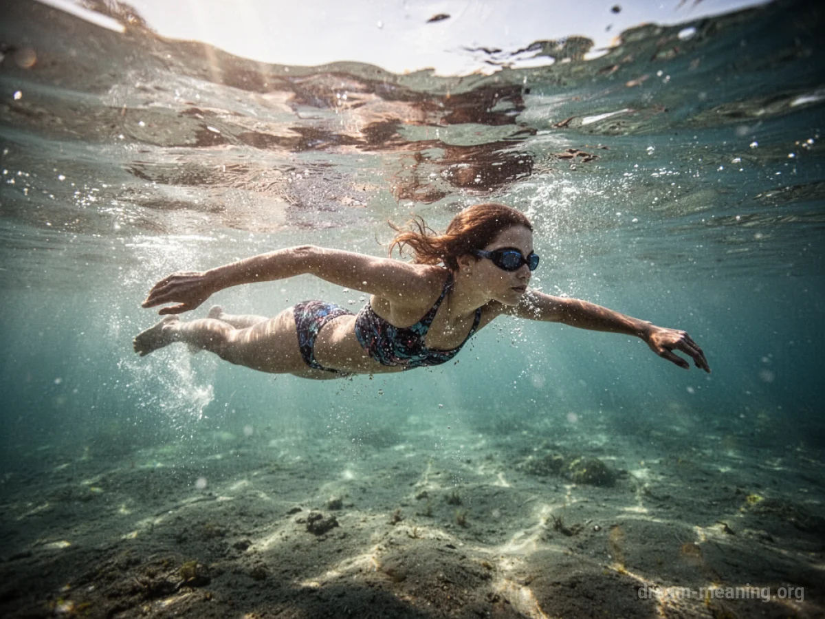 A person swimming in clear water.