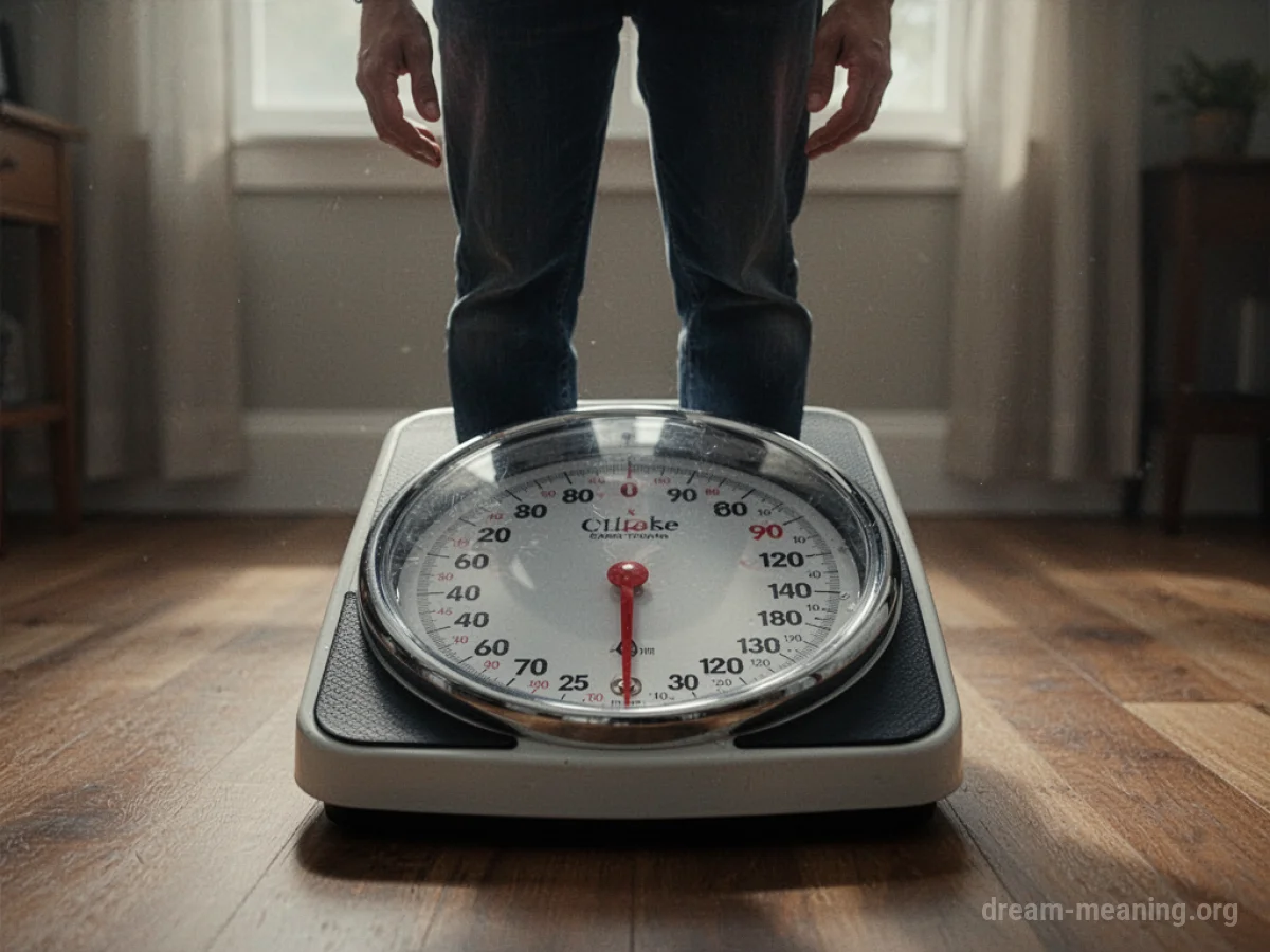 A person standing on a scale that is weighted down.