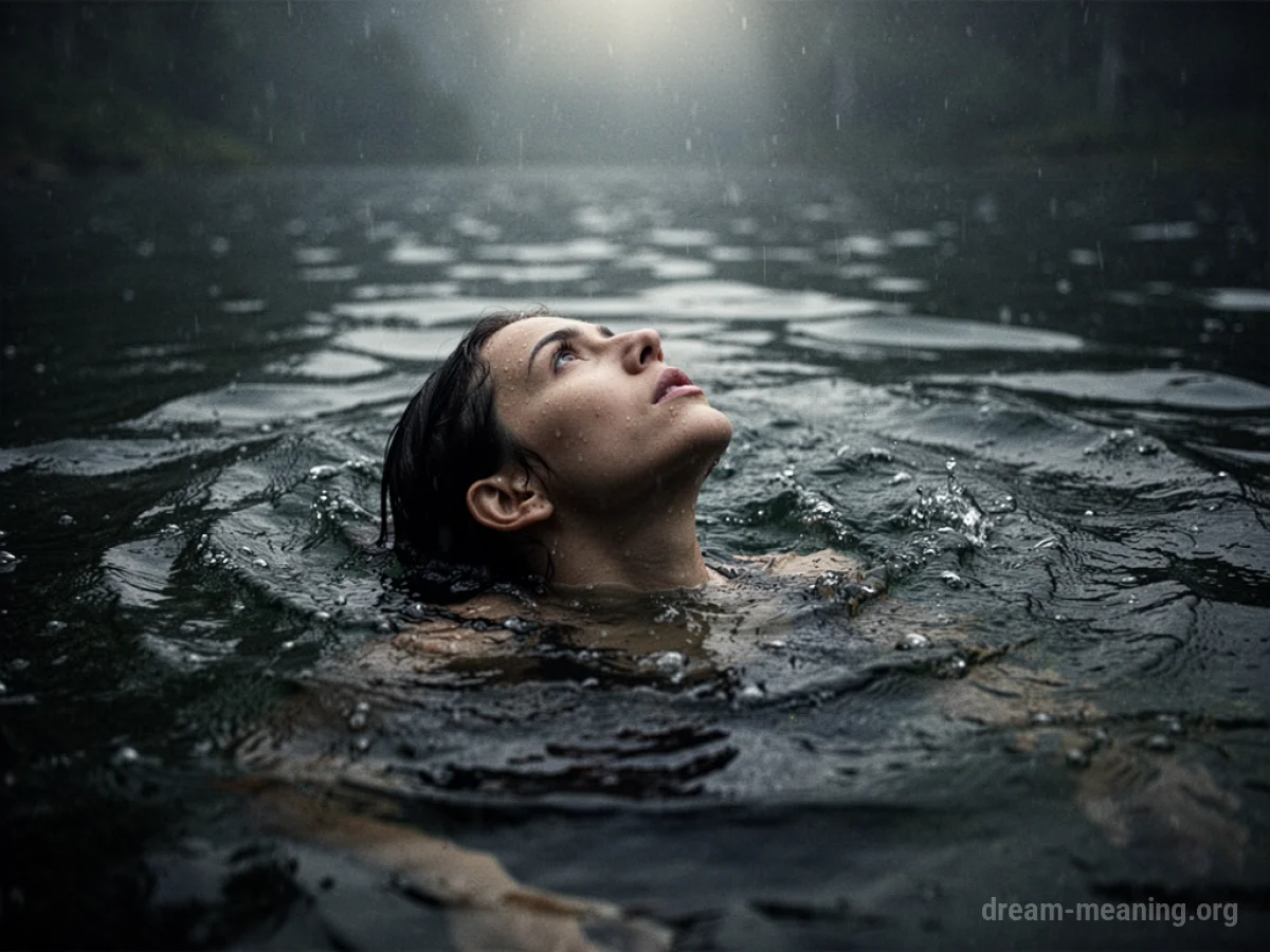 A silhouette of a person struggling against dark, overwhelming water.