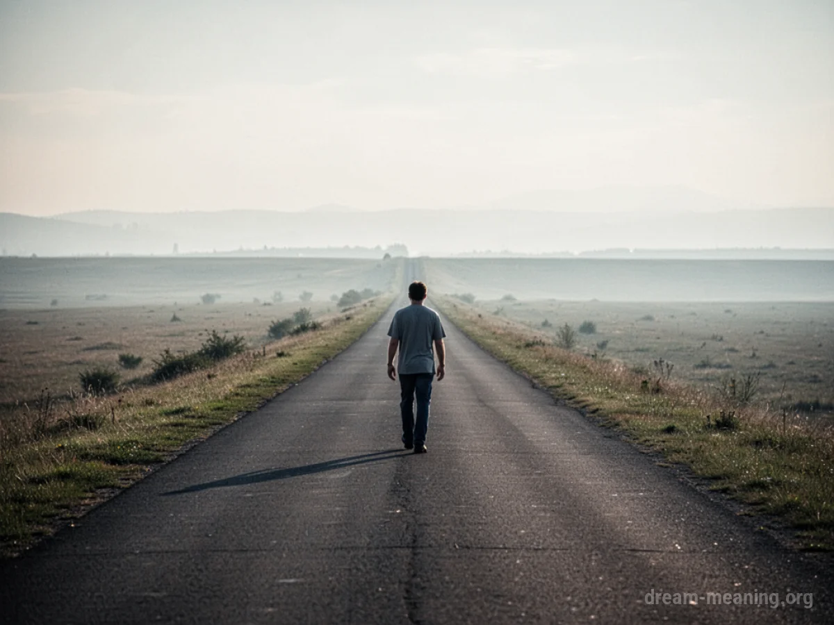 A person walking slowly on a path.