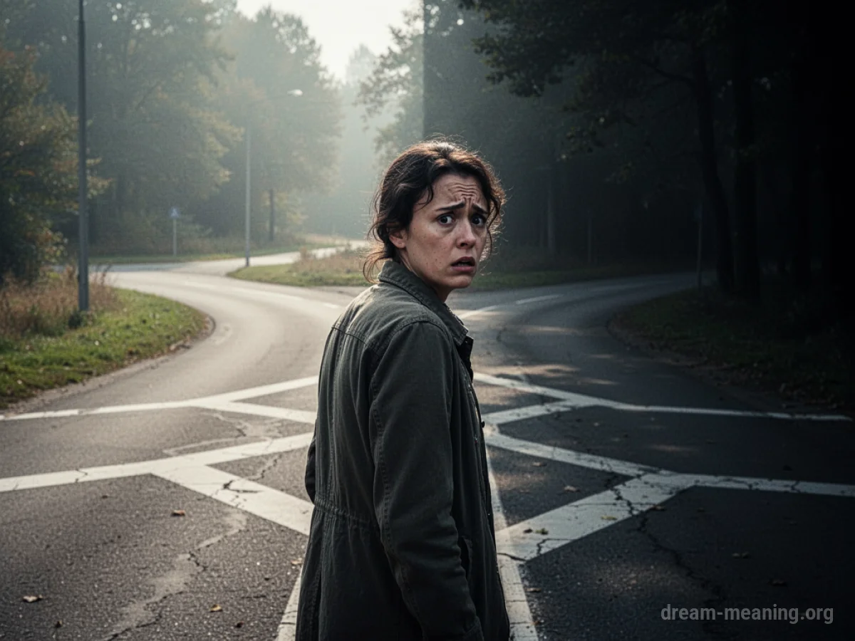 A silhouette of a person at a fork in the road, one path lit, the other dark.