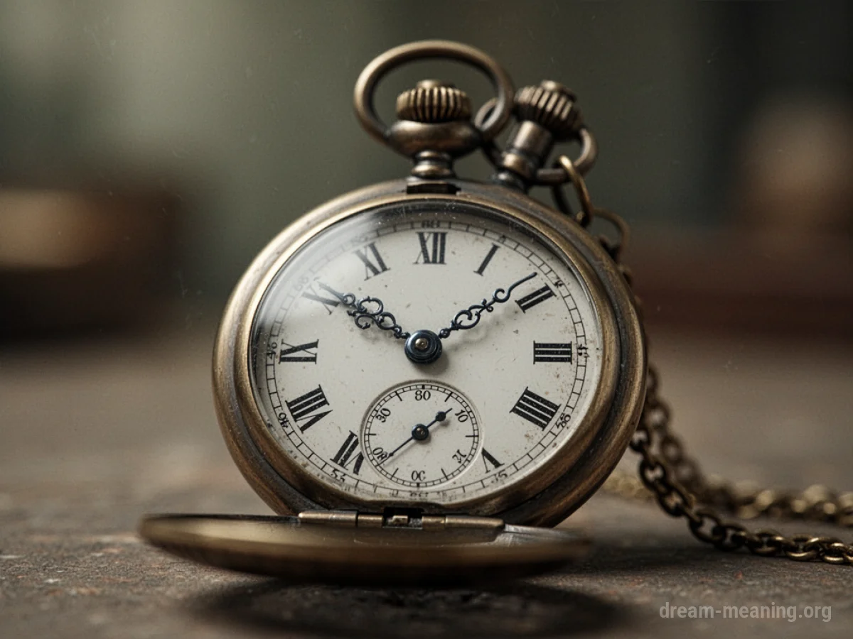 Close-up of a stopped pocket watch.